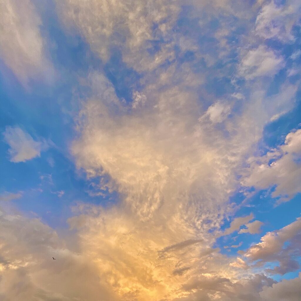 One of the many beautiful Florida sunsets with orange clouds.